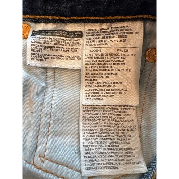 Levis 501 Jeans Mens 34x34 (32x33) Blue Original Fit Button Fly Denim Distressed - Picture 9 of 13